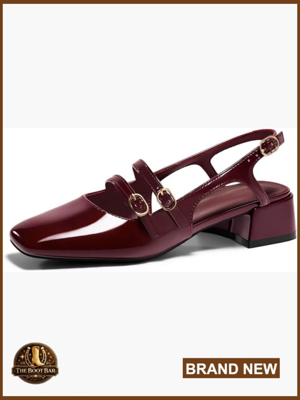 Women's Chunky Low Heel Slingback Mary Jane Pumps Square Toe Dress Shoes